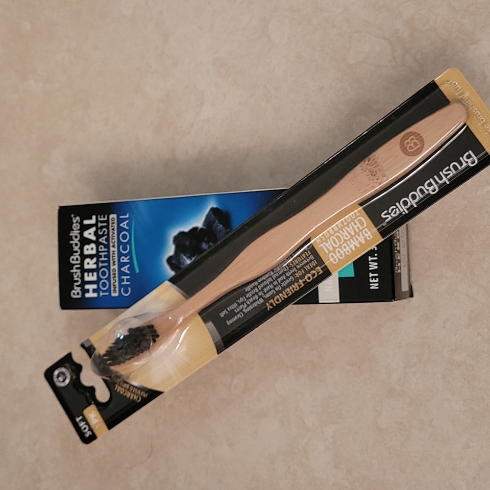 Bamboo toothbrush charcoal Infused, & Herbal toothbrush Infused w/Charcoal